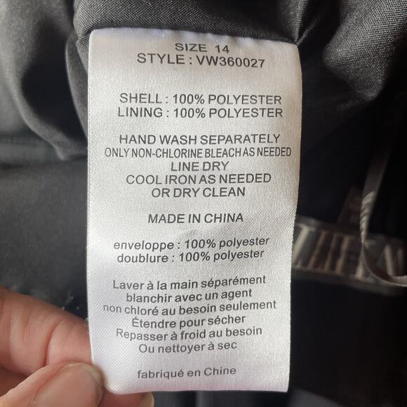 White by Vera Wang Black Evening Gown Dress Womens Sz 14 XL Sleeveless Chiffon - Picture 16 of 16